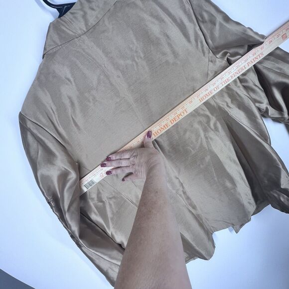 Nolan Miller Silk Jacket Retro Size Large Tan Vintage Floral Embroidered Runway - Picture 9 of 9